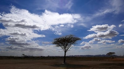Clouds over the desert landscape.
