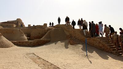 Tourists at Mohenjo Daro, which means Mound of the Dead. EPA
