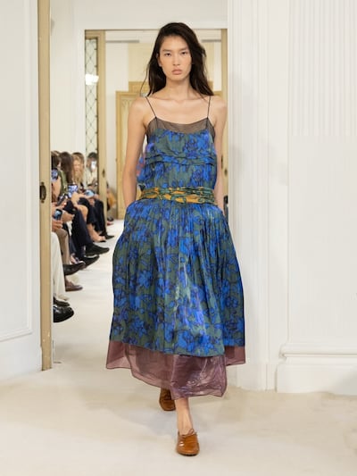 Lorenzo Serafini evokes the romance of escape, pairing fluid silhouettes with sun-faded colour. Photo: Alberta Ferretti