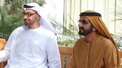 Sheikh Mohammed bin Rashid and Sheikh Mohammed bin Zayed at the meeting. Wam