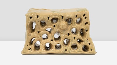 Simone Fattal's ceramic sculpture of a wall, 2009, is one of the works in which you can read the presence of the region's wars. Courtesy MoMA PS1