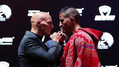 Ali Al Qaisi and Vicente Vargas, right, face off ahead of UAE Warriors 57