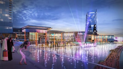 Above, an illustration of the fountain area of Meydan One Mall development. Courtesy Meydan Group