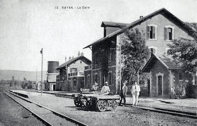 A postcard photo of Riyaq Station taken by Chouha Freres in 1920