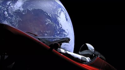 A still from SpaceX’s video of Starman in a Tesla car that was launched into orbit in a Falcon Heavy rocket AFP / SpaceX
