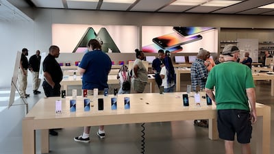The Apple Store at the Towson Town Center mall in Maryland, which in June became the first of the company's retail locations in the US where workers voted to unionise. AFP