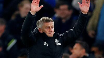 Ole Gunnar Solskjaer celebrates after the match. Reuters