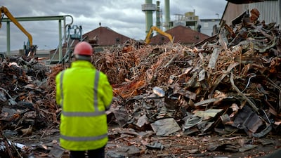 Scrap copper sits in a heap ahead of recycling at a metal refinery. Descycle says its technology could revolutionise the metals industry, Getty Images