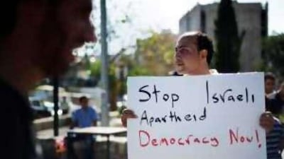 A protester in East Jerusalem last week.