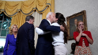 US President Joe Biden with family after addressing the nation from the White House on July 24, about his decision to drop his Democratic presidential reelection bid. Reuters