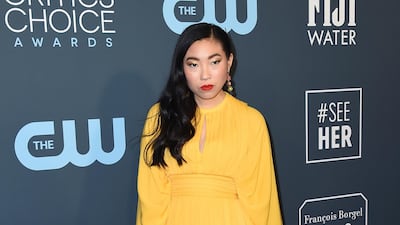 Awkwafina, wearing Elie Saab, arrives at the 25th annual Critics' Choice Awards on Sunday, January 12, 2020. AP