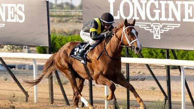 George Buckell rides Far Sky to win the Sheikh Hamdan bin Rashid Al Maktoum Cup at Sharjah on Saturday, November 27, 2021. ERA
