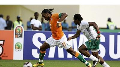 The Ivorian forward Didier Drogba failed to find a way through the Burkina Faso defence.