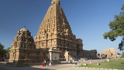 The 1,000-year-old Brihadeeswarar Temple was built by a Chola king to celebrate a victory in battle. JTB / UIG via Getty Images
