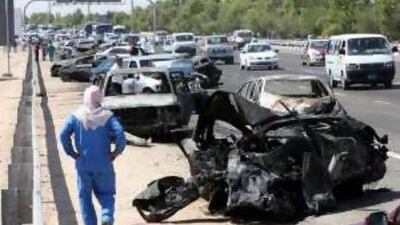 The 200-car accident on Sheikh Zayed Road between Abu Dhabi and Dubai in March.