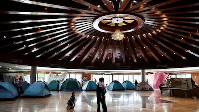 Displaced families shelter inside a school in Dekwaneh, north of Beirut, Lebanon. Reuters