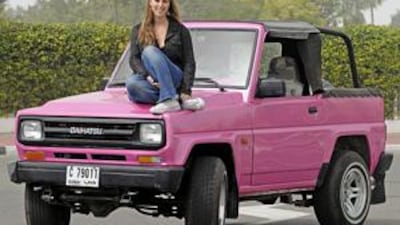 After paying just Dh8,000 for her Daihatsu, Zoe Moore has spent a further Dh40,000 on a new candyfloss pink coloured paintwork and several modifications.