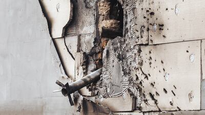 An unexploded rocket in a destroyed house in a village in southern Ukraine. Getty Images