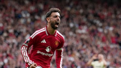 Bruno Fernandes celebrates scoring Manchester United's leveller. Reuters