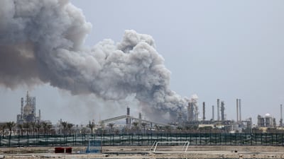 Smoke rises following a strike on the Bapco Oil Refinery, amid the U.S.-Israeli conflict with Iran, on Sitra Island Bahrain, March 9, 2026. REUTERS/Stringer TPX IMAGES OF THE DAY