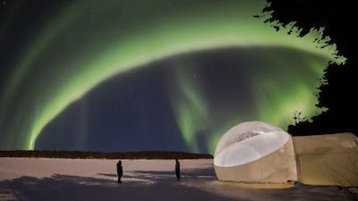 See the northern lights from the warm confines of an aurora bubble. Courtesy of Aurora Zone