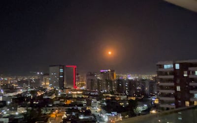 A drone is intercepted in the sky over Erbil, Iraq, on July 15, 2026, in this screengrab obtained from a social media video. Reuters