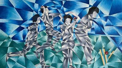 Handout photo of the art work created by Bob Willis' widow Lauren Clark. The new Bob Willis Trophy for the winning county team will be based on art work by Lauren in memory of her late husband. Lauren Clark / ECB / PA