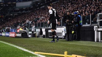The corner flag pole lies broken after being kicked by Juventus forward Cristiano Ronaldo during the Champions League game. He was limping after the incident. AFP