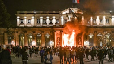 The entrance of the city hall of Bordeaux is burnt during a violent protest. Shutterstock