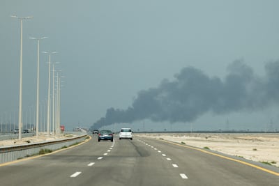 Smoke rises from the Ras Tanura oil refinery after it was hit by an Iranian drone. Reuters