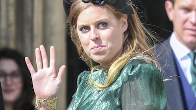 Princess Beatrice of York seen at the wedding of Ellie Goulding and Caspar Jopling at York Minster Cathedral on August 31, 2019 in York, England. GC Images