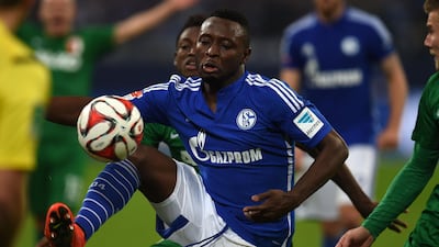 Chinedu Obasi, pictured here plaing for German club Schalke in 2014, alleges he was asked to pay a bribe to feature at the 2014 World Cup. AFP