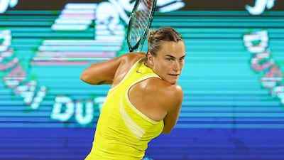 Aryna Sabalenka in action against Veronika Kudermetova during the 2025 WTA Dubai Duty Free Tennis Championships. Photo: Action UAE