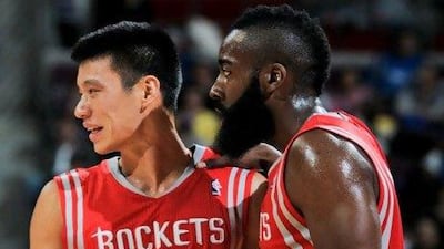 Traded away to Houston, James Harden, right, and Jeremy Lin have formed a formidable pairing for the Rockets. Allen Einstein / Getty Images