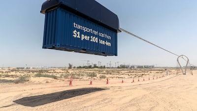 The cargo version of the uSky Transport system would be able to deliver 12-metre containers at high speed across key points of cities, say developers.