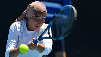 Meshkatolzahra Safi became the first ever player from Iran to win a Grand Slam junior match during the Australian Open. AFP