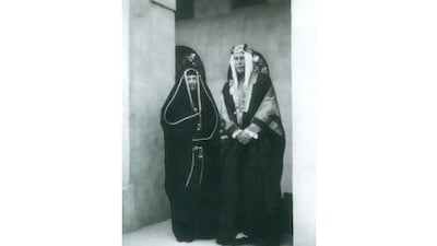 Princess Alice and her husband, the Earl of Athlone, in traditional Saudi dress.