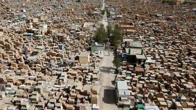 A general view of the "Valley of Peace" cemetery, during Eid Al Fitr in the holy city of Najaf, Iraq. Reuters