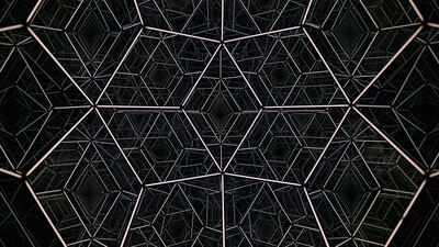 A close-up of British-US artist Anthony James's art installation titled 90 degree Triacontahedron, on display in Berkeley Square Gardens in London. EPA