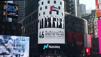 The Nasdaq building in New York marks UAE National Day. Wam