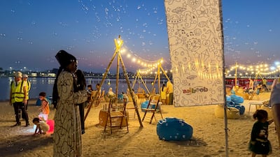 Residents flocked to the grand reopening of Khor Al Mamzar Beach on Tuesday. Photo: Ahmed Ramzan / The National