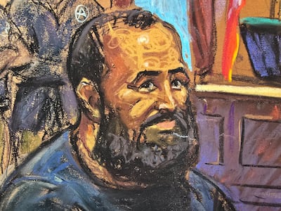 An artist's drawing of Mohammad Al Saadi appearing in court in New York, charged with terrorism offences. Reuters