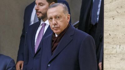 Turkish President Recep Tayyip Erdogan at the Global Refugee Forum in Geneva, Switzerland. Salvatore di Nolfi / EPA