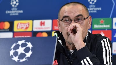 Juventus' head coach Maurizio Sarri attends a press conference in Turin. EPA