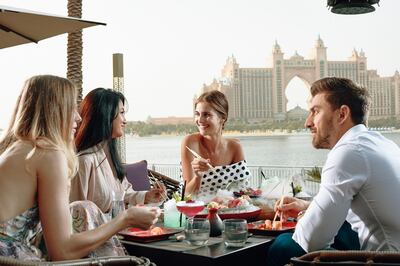 Sit on the terrace at Kyo for views of the Arabian Gulf