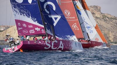 Team SCA training in Alicante, Spain, for the start of the Volvo Ocean Race on September 9, 2014. Rick Tomlinson / Team SCA