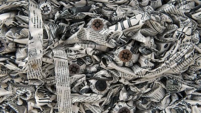Umbrellas stocked in Piganiol's manufacturing facility. Aside from producing patented and designer collections, the company also produces bespoke umbrellas for clients. Thierry Zoccolan / AFP