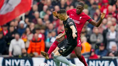 Ibrahima Konate - 7. A dominant display saw Konate strong in the challenge, and that helped get the crowd going after a slide tackle won the ball cleanly. Unable to take advantage of his chance at the end of the game that he looked certain to score. AP