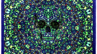 Damien Hirst's scarf for Alexander McQueen displays his fascination with death and butterflies. Courtesy Alexander McQueen