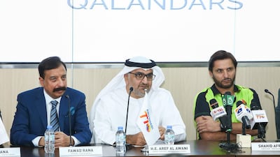 Shahid Afridi, right, will still turn out for the Qalandars this year in the revamped Abu Dhabi T10.